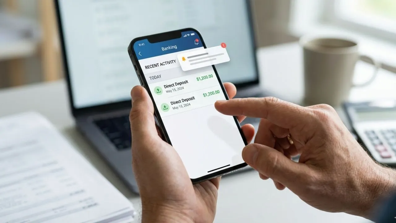 A mobile phone showing a Double Payment notification from a bank.