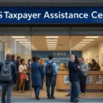 Taxpayers entering an IRS building for the special IRS Saturday opening hours.