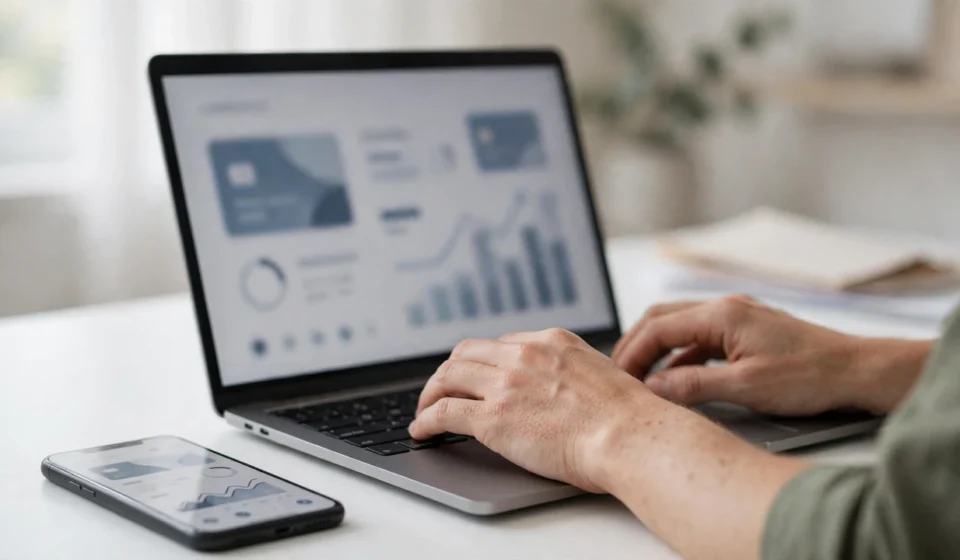 Taxpayer logging into IRS online portal to review bank account settings and direct deposit routing numbers